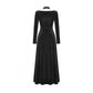 Dark in Love Vera Gothic Velvet High-Slit Maxi Dress with Hollow Neckline, Embroidered Buttons