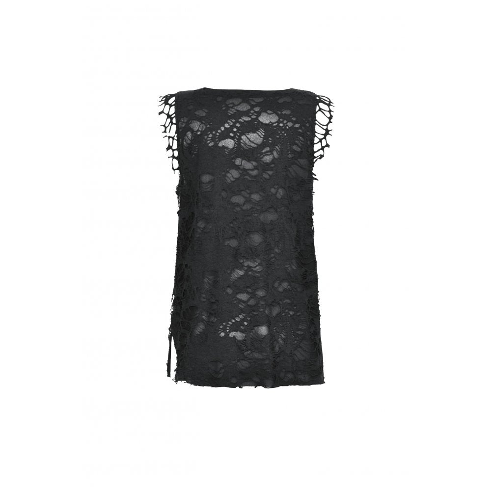 Dark in Love Yvette Black Distressed Graphic Tank Top