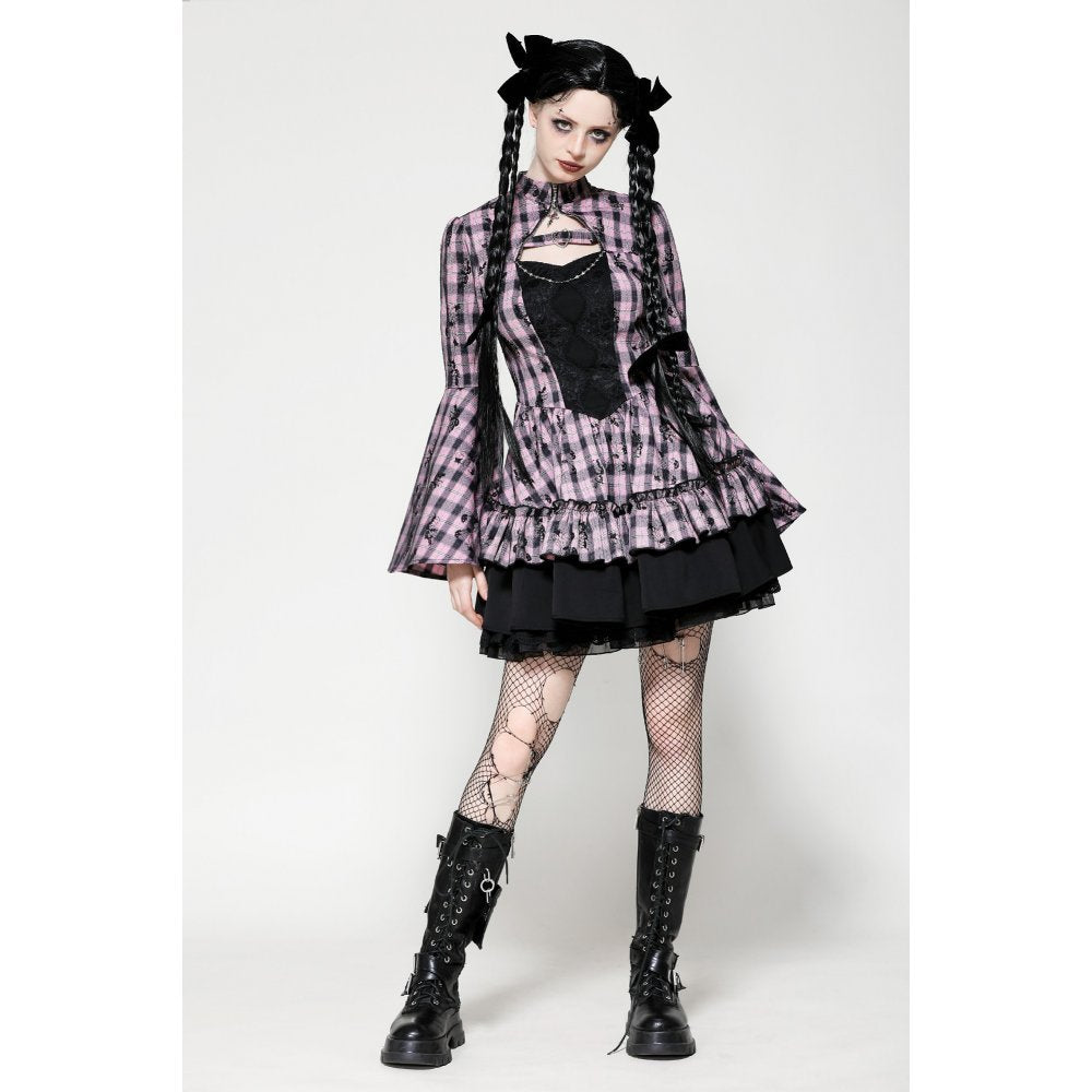 Dark in Love Ellery Big Pink Butterfly Doll Bell-Sleeve Dress