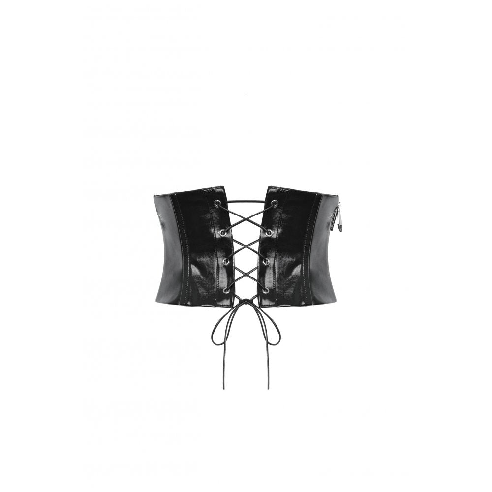 Dark in Lia Punk Love Patent Leather Waist Corset with Metal Accents