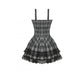 Dark in Love Ida Punk Grey Tartan Metal-Studded Dress