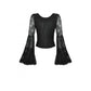 Dark in Love Zuri Gothic Romantic Lace Patchwork Bell-Sleeve Layered Cuff Top