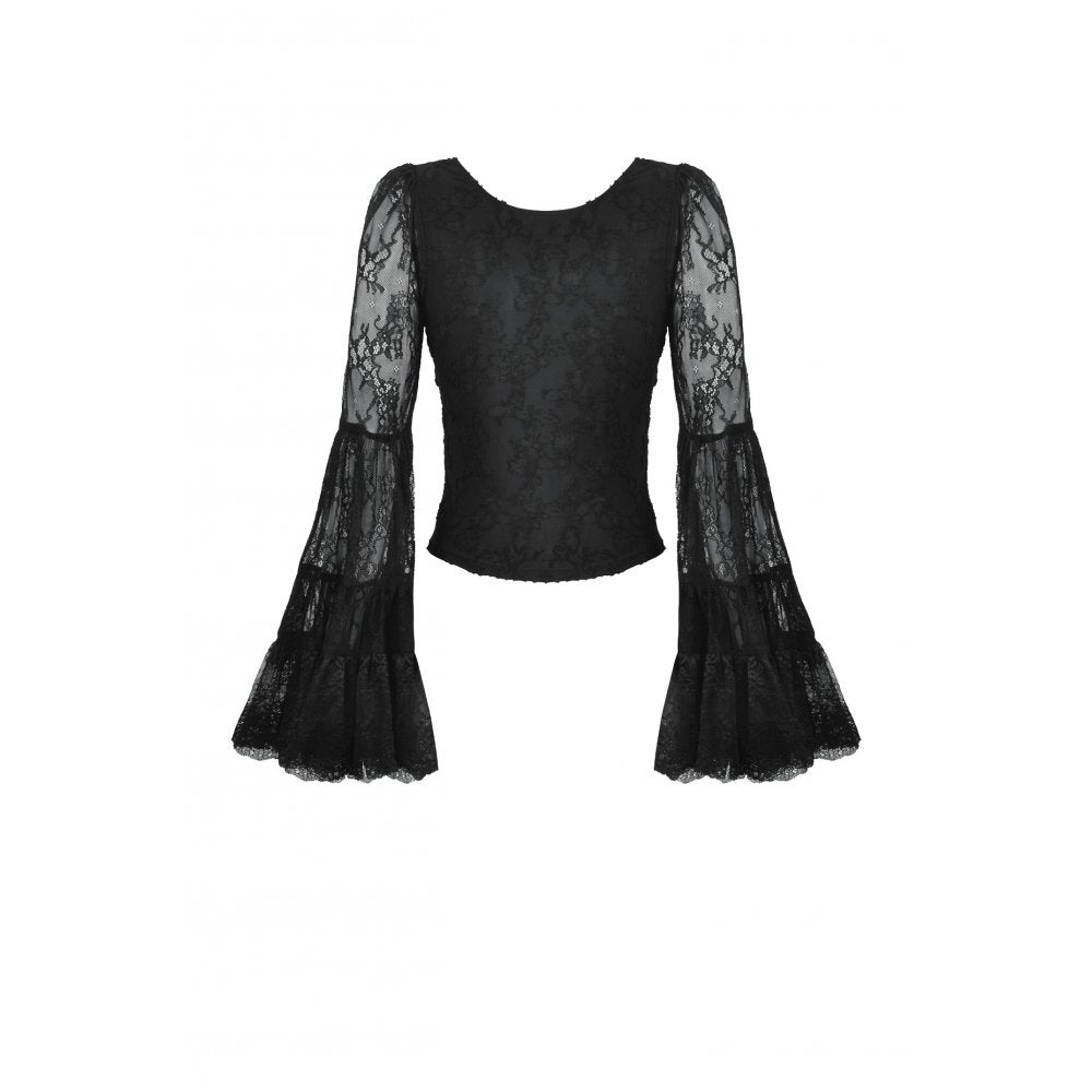 Dark in Love Zuri Gothic Romantic Lace Patchwork Bell-Sleeve Layered Cuff Top