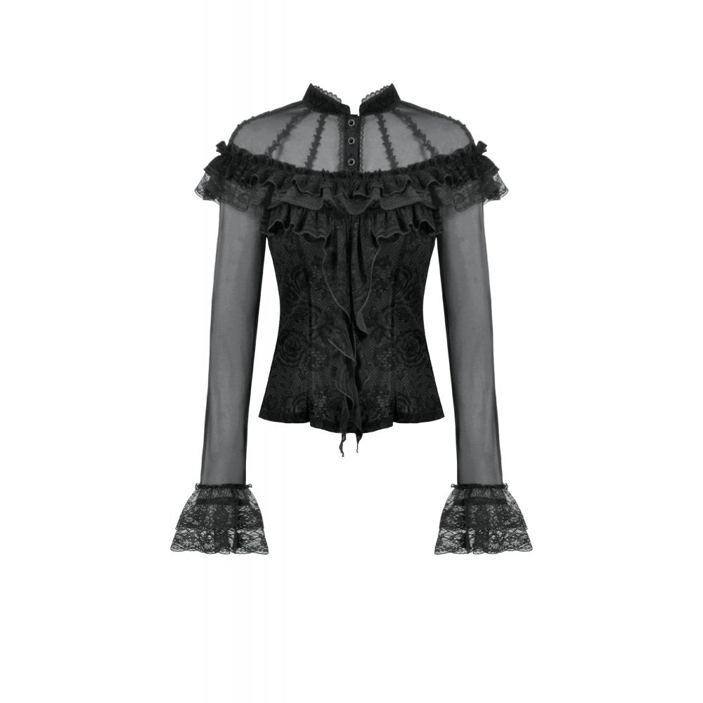 Dark in Love Seraphina Gothic Blouse, Layered Lace Cuffs