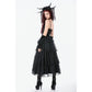 Dark in Love Gothic Satin Lace Tiered Dress