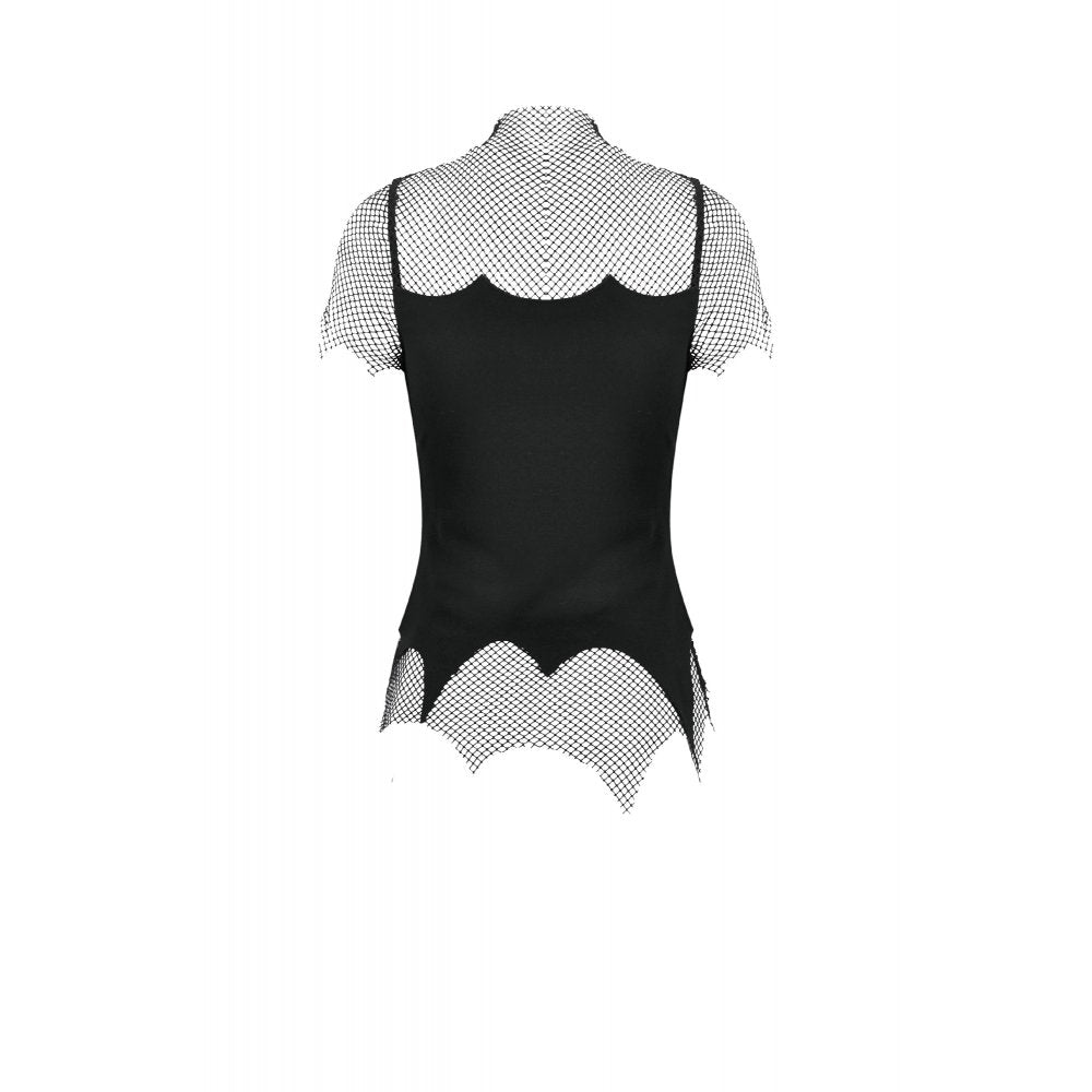 Dark in Love Dark Punk Mesh Chain Layered Top