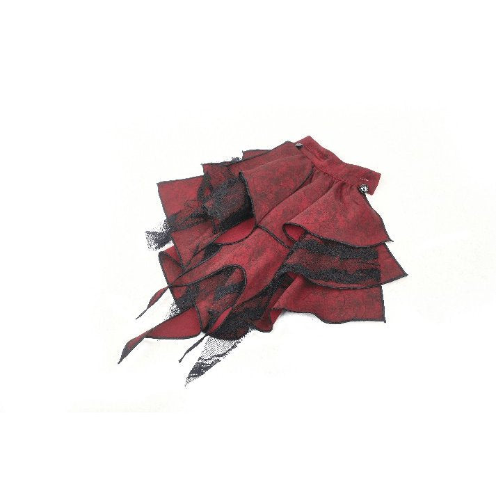 Dark in Love Vampiretta Red Distressed-Effect Frilly Blouse