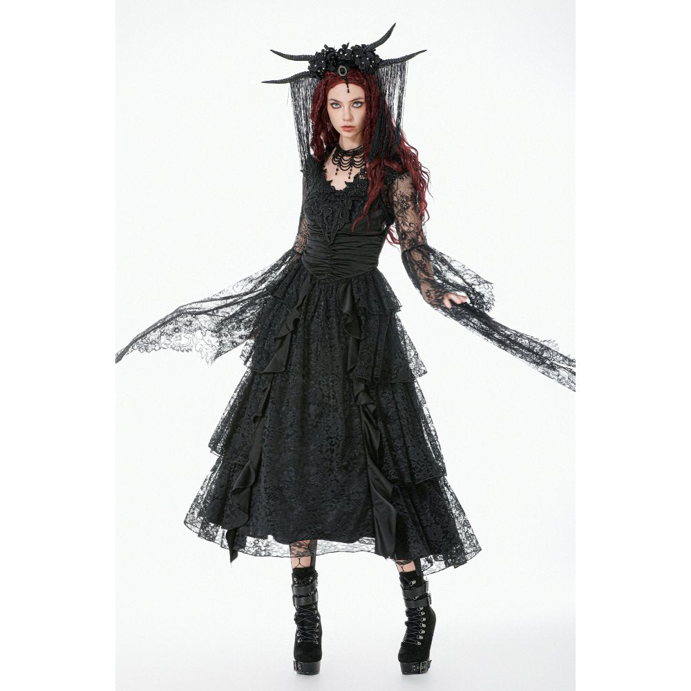 Dark In Love Gothic Lace Bell-Sleeve Cape