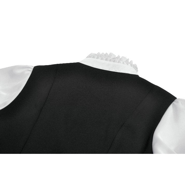 Dark in Love Court-Style Black and White Lace Blouse