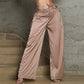 Peekaboo Cord-Tie, Women's High Waist Satin Straight Pants