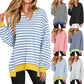 Vireous Colourful French-Stripe Loose Women's Sweatshirt, Plus Sizes