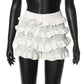 Sexy High-Waisted Knitted Multi-Layer Ruffle-Trimmed Shorts