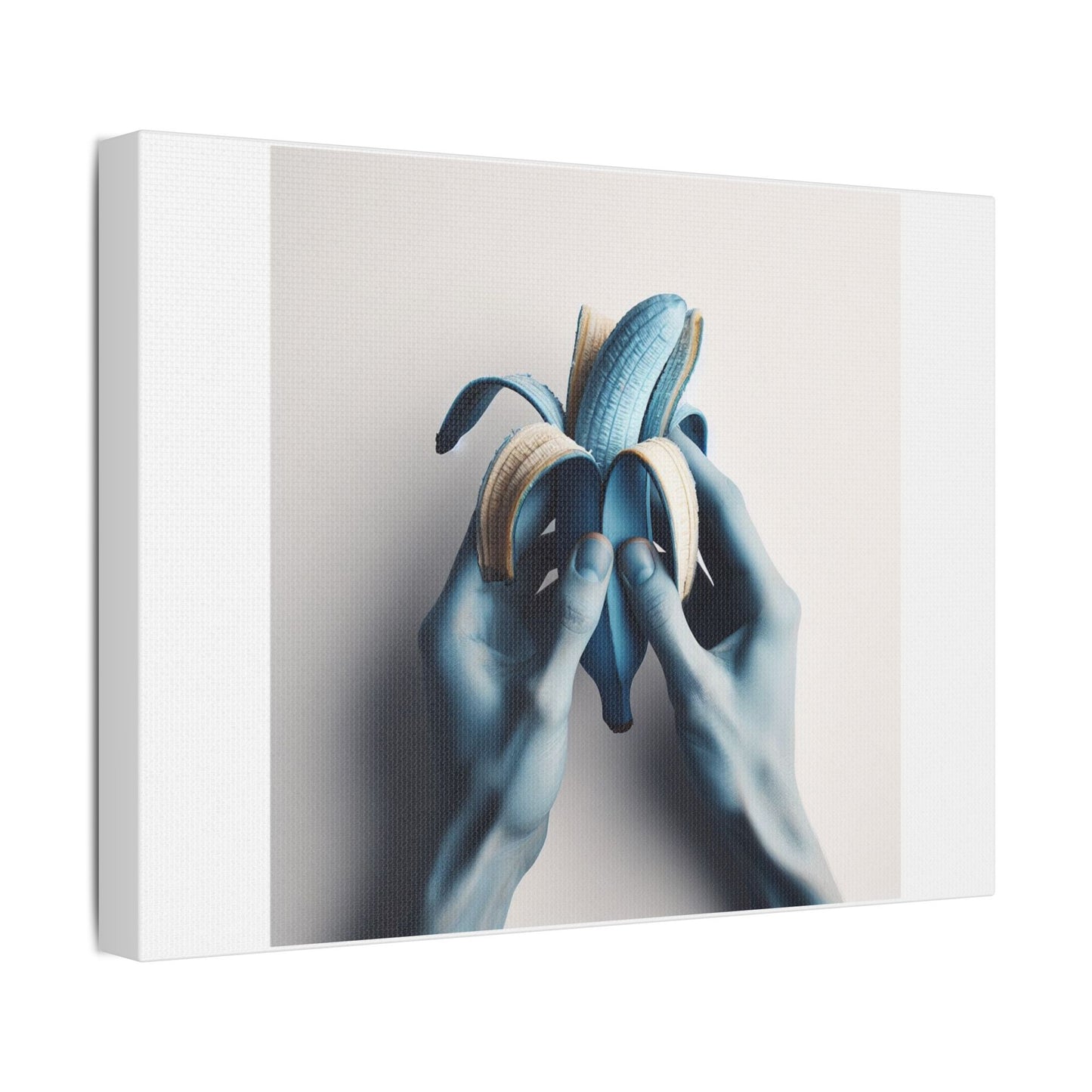 Blue Banana Abstract Art 'Designed by AI' Print on Canvas