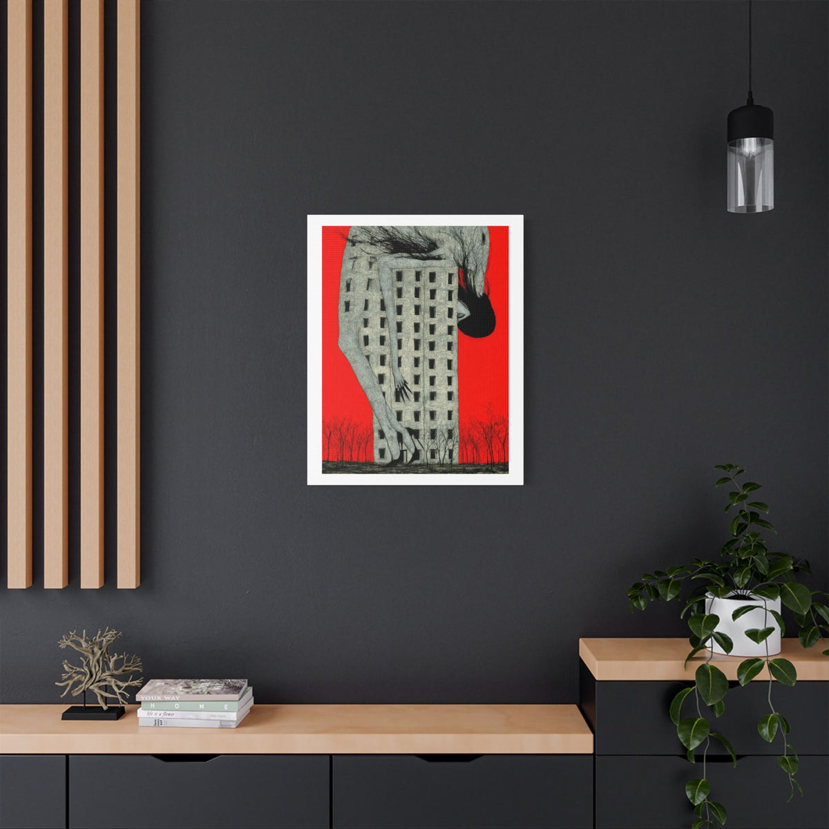 Tower, Neo-Surrealism, Art Print on Satin Canvas, Stretched