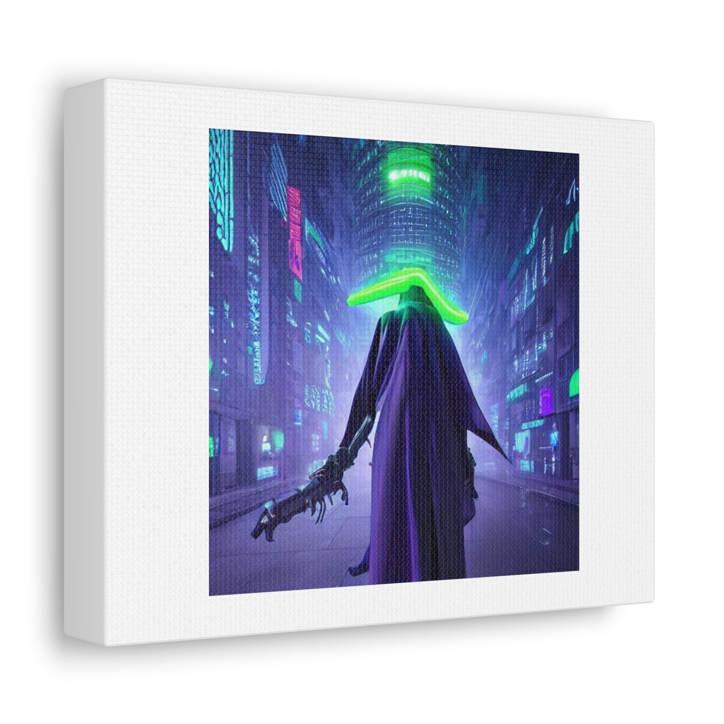 Green Grim Reaper into the Future 'Designed by AI' Art Print on Canvas