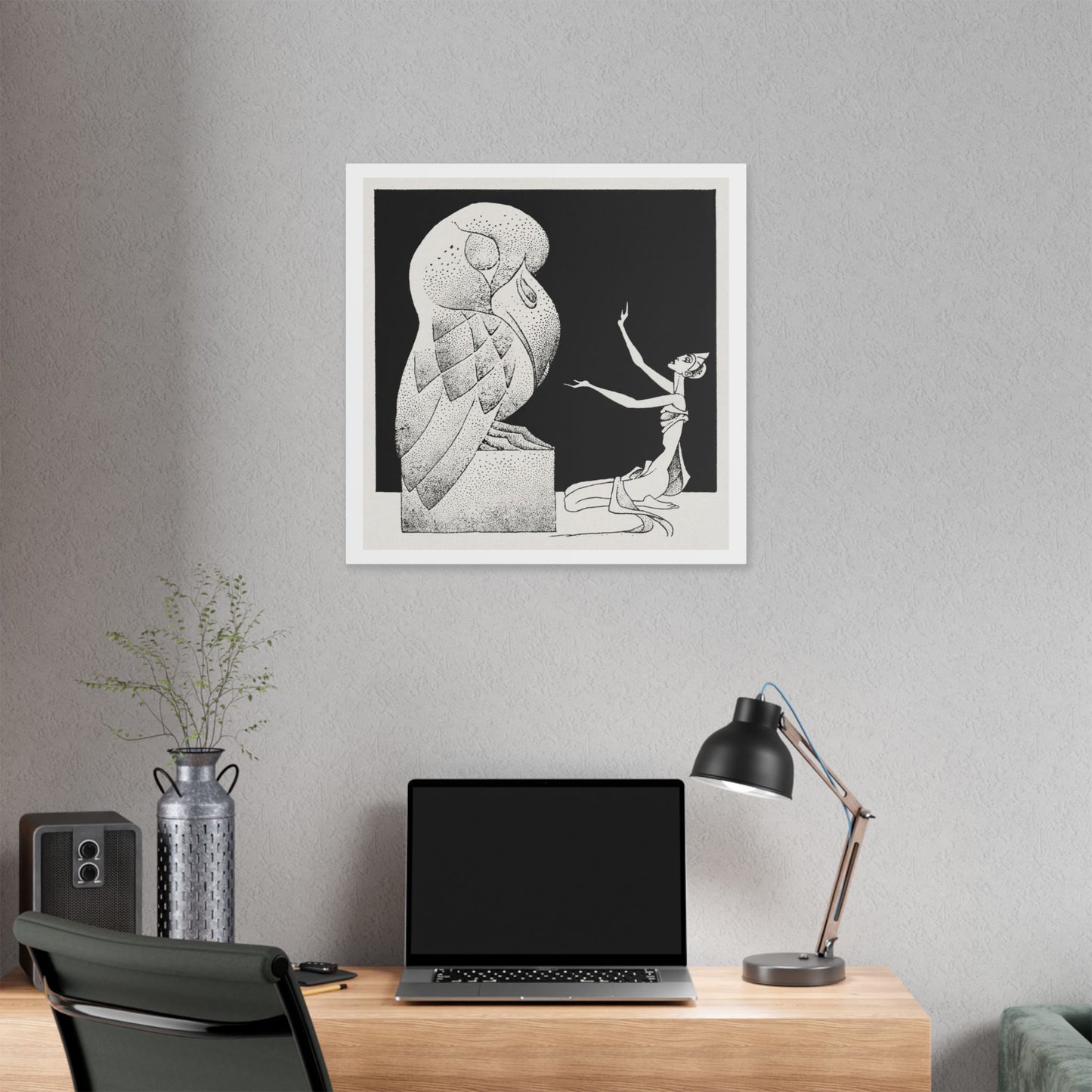 Vintage Illustration for Dragon Moon, a Short Tale by Henry Kuttner (1941) by Hannes Bok, Canvas Art Print