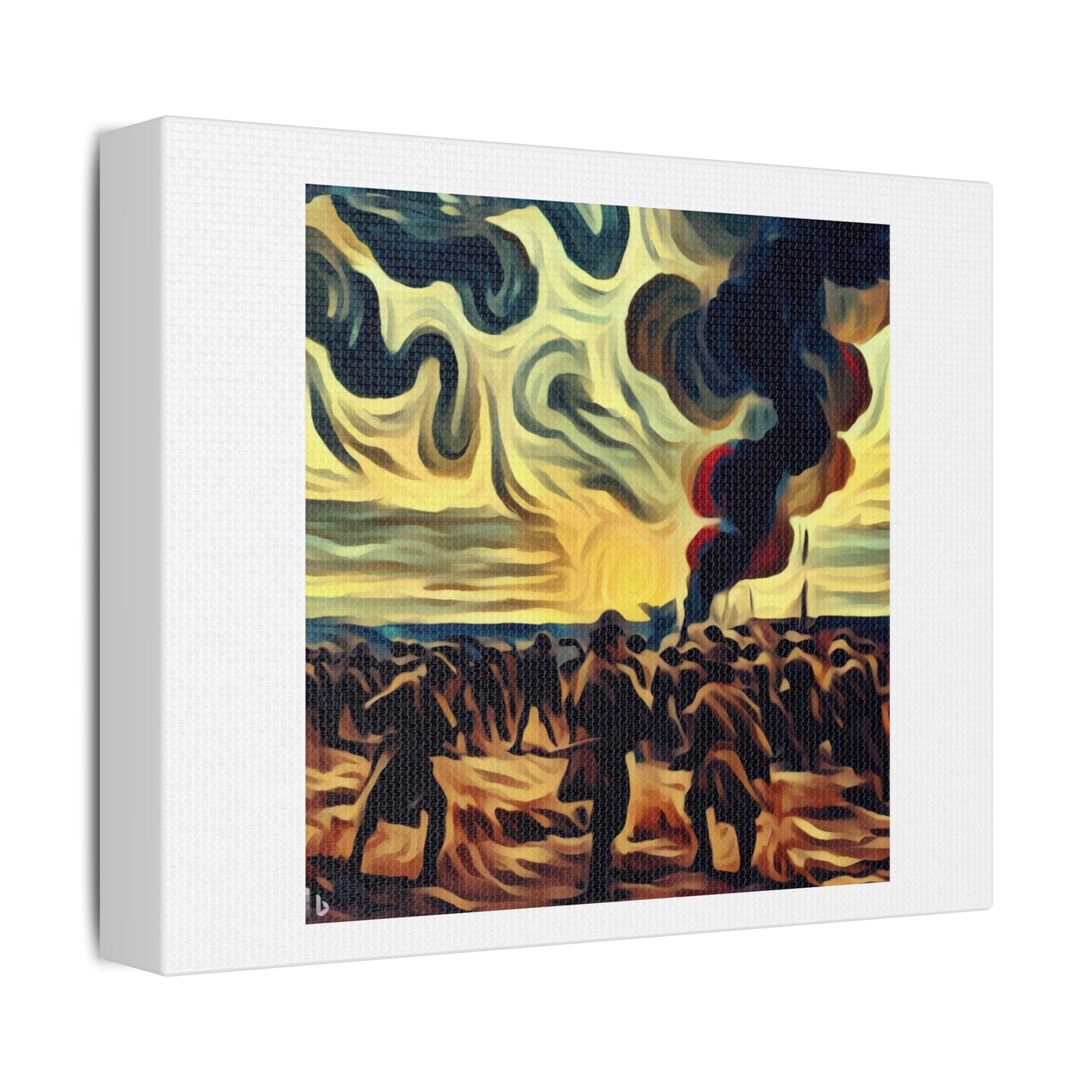 War in the Style of Edvard Munch 'Designed by AI' Art Print on Canvas