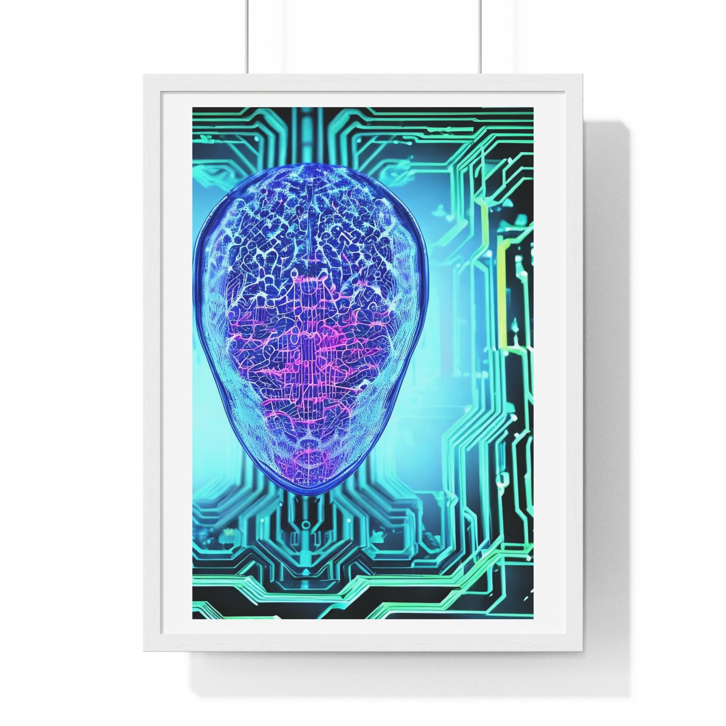 Artificial Intelligence Self Portrait, Psychedelic Framed Art Print 'Designed by AI'