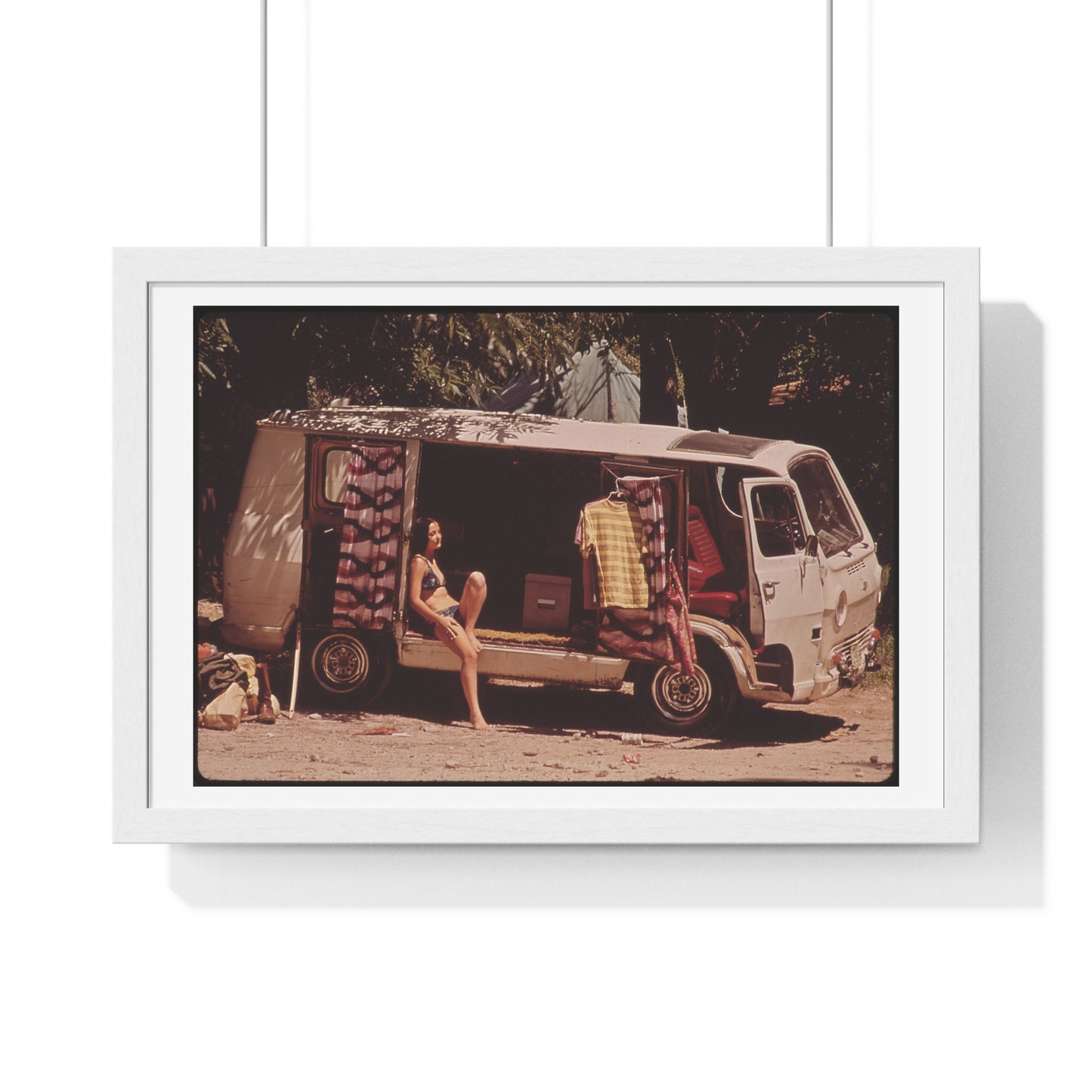 Vintage Photography, Campers at Garner State Park (1972) by Marc St Gil, from the Original, Framed Print