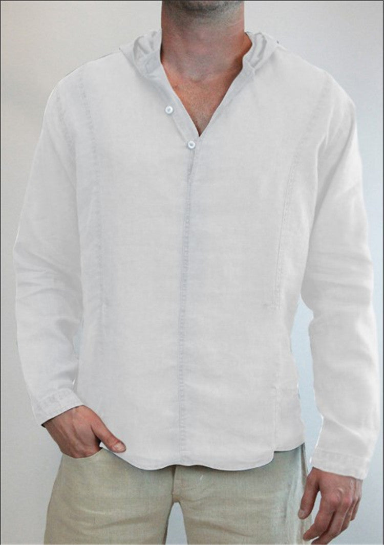 Vireous Men's Linen Hooded Sweatshirt