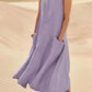 Summer Sleeveless Long Smock Dress with Pockets, Plus Sizes