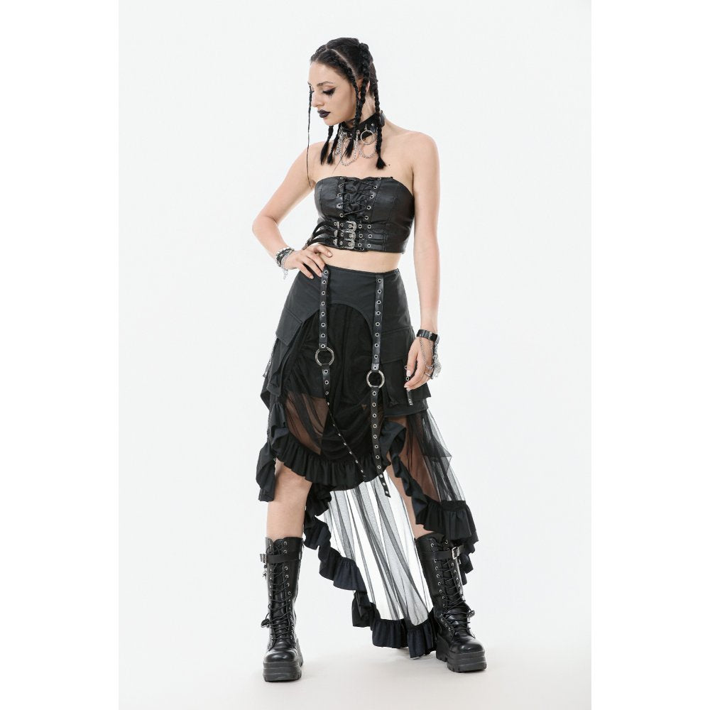 Dark in Love Ravena Buckled Faux Leather Corset Top