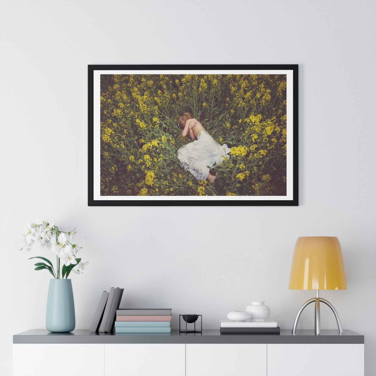 Asleep in the Rapeseed Field 'Designed by AI' Framed Art Print