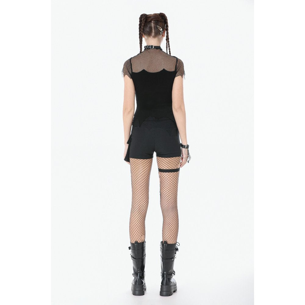 Dark in Love Dark Punk Mesh Chain Layered Top
