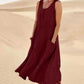 Summer Sleeveless Long Smock Dress with Pockets, Plus Sizes