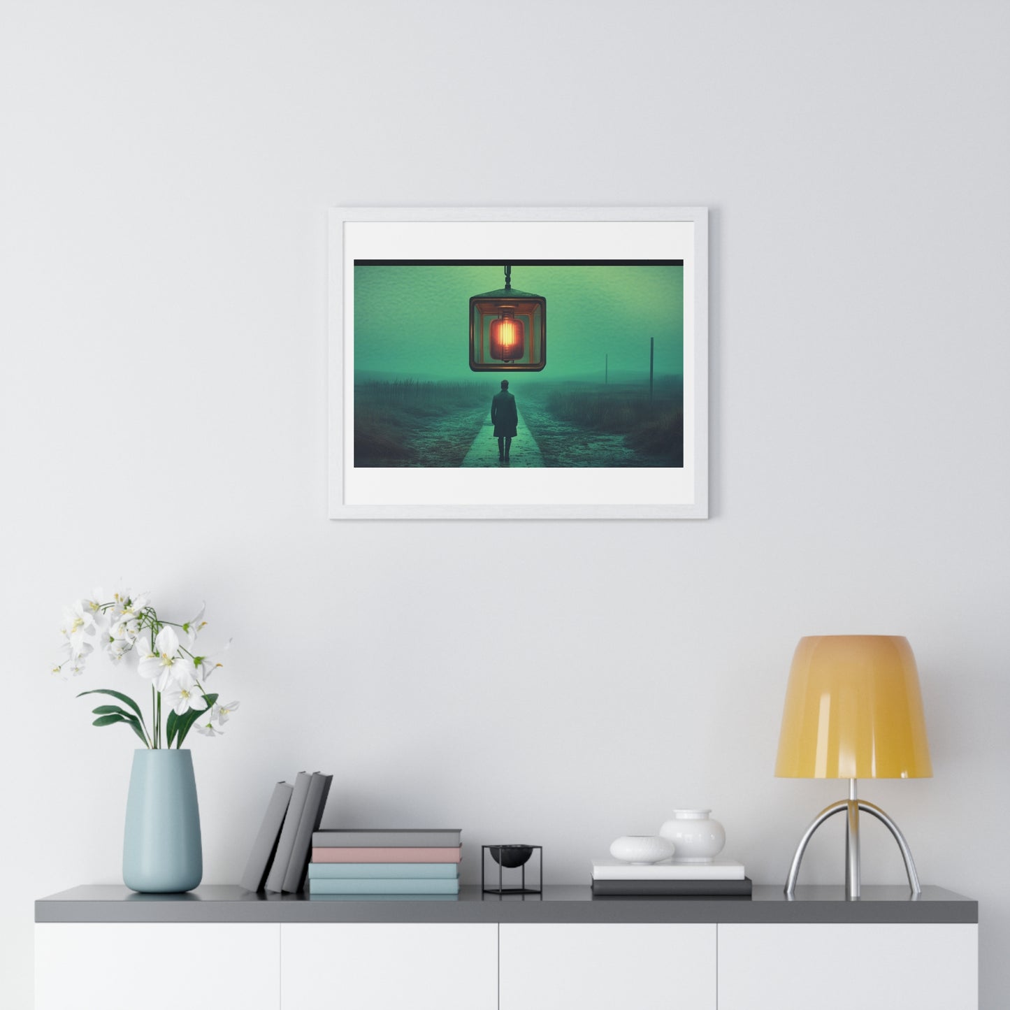Cinematic Dystopia, Photographic Art 'Designed by AI' Framed Print