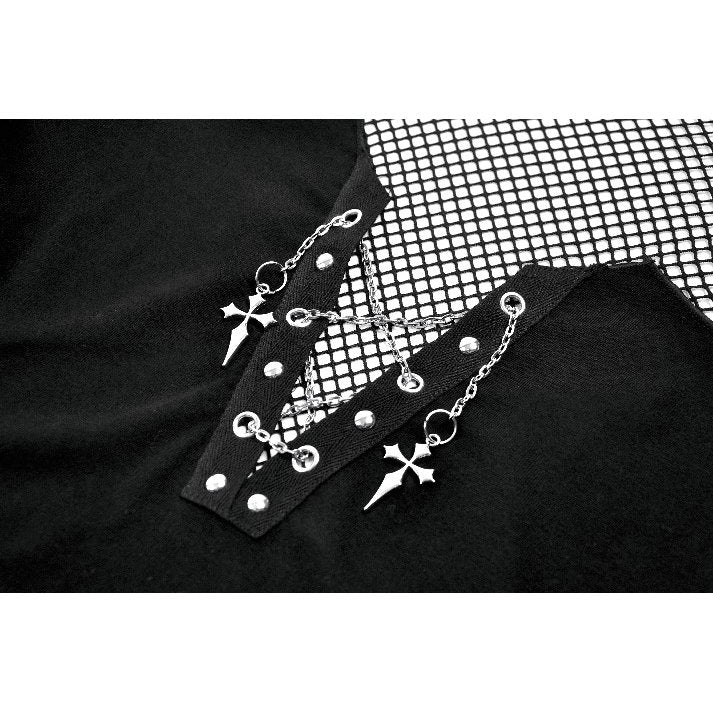 Dark in Love Dark Punk Mesh Chain Layered Top