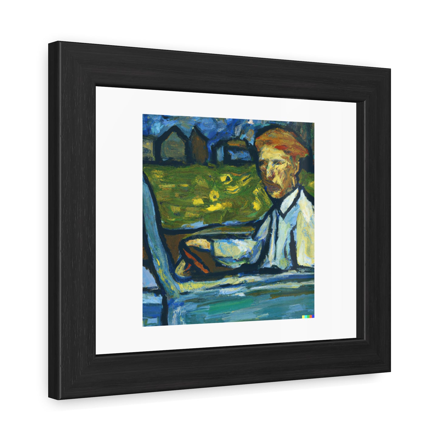 Conducteur de voiture dans le style de l'art numérique de Van Gogh 'Designed by AI' Poster encadré en bois en papier mat classique