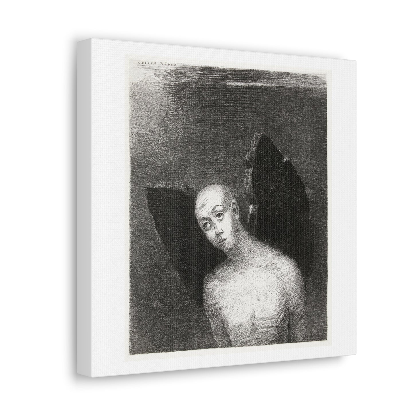 The Fallen Angel Spreads His Black Wings (1886) by Odilon Redon, Canvas Art Print from the Original