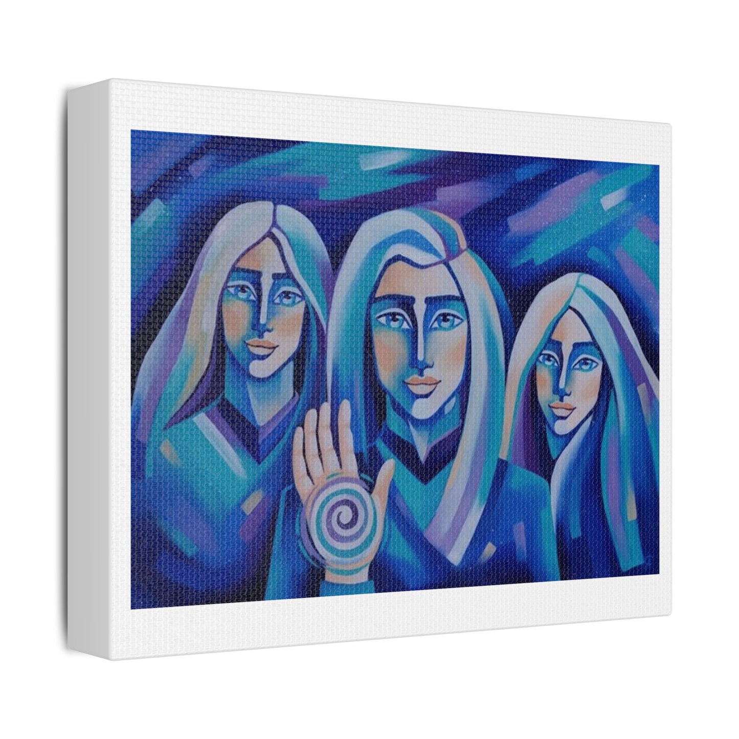 Three Pleidians Portrait, Pastel Art 'Designed by AI', Print on Canvas