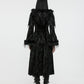 Punk Rave Morrigan Goth Gorgeous Jacquard Hooded Coat in Black