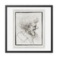 Caricature of a Man with Bushy Hair (circa 1495) by Leonardo da Vinci from the Original, Wooden Framed Print