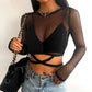 Women's Urban Style Sheer Fishhet Mesh Crop Top