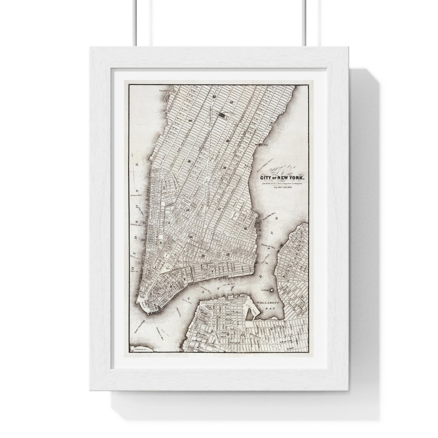 Map of the City of New York (circa 1850) from the Original, Framed Art Print