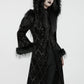 Punk Rave Morrigan Goth Gorgeous Jacquard Hooded Coat in Black