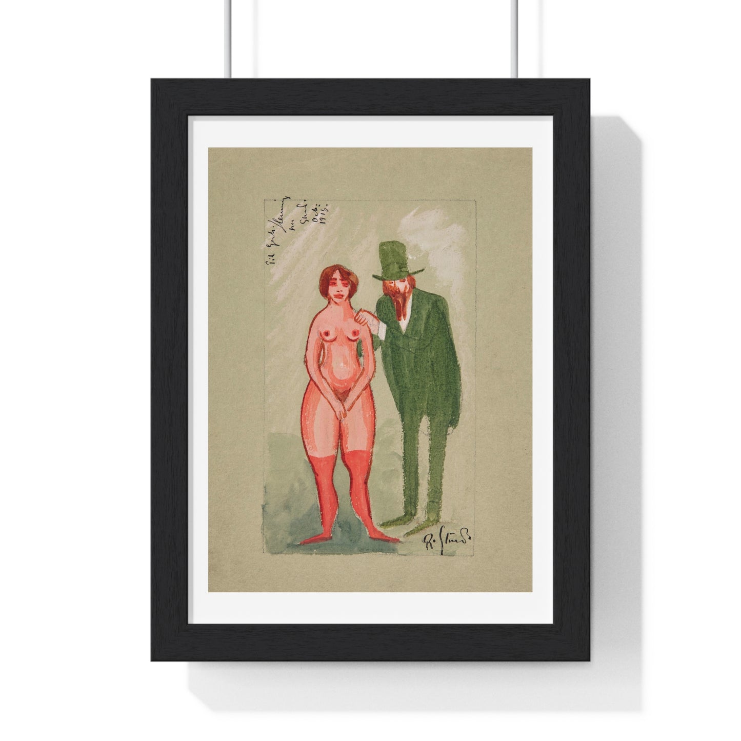 Pink Lady and Green Man by Robert Storm Petersen, from the Original, Framed Art Print