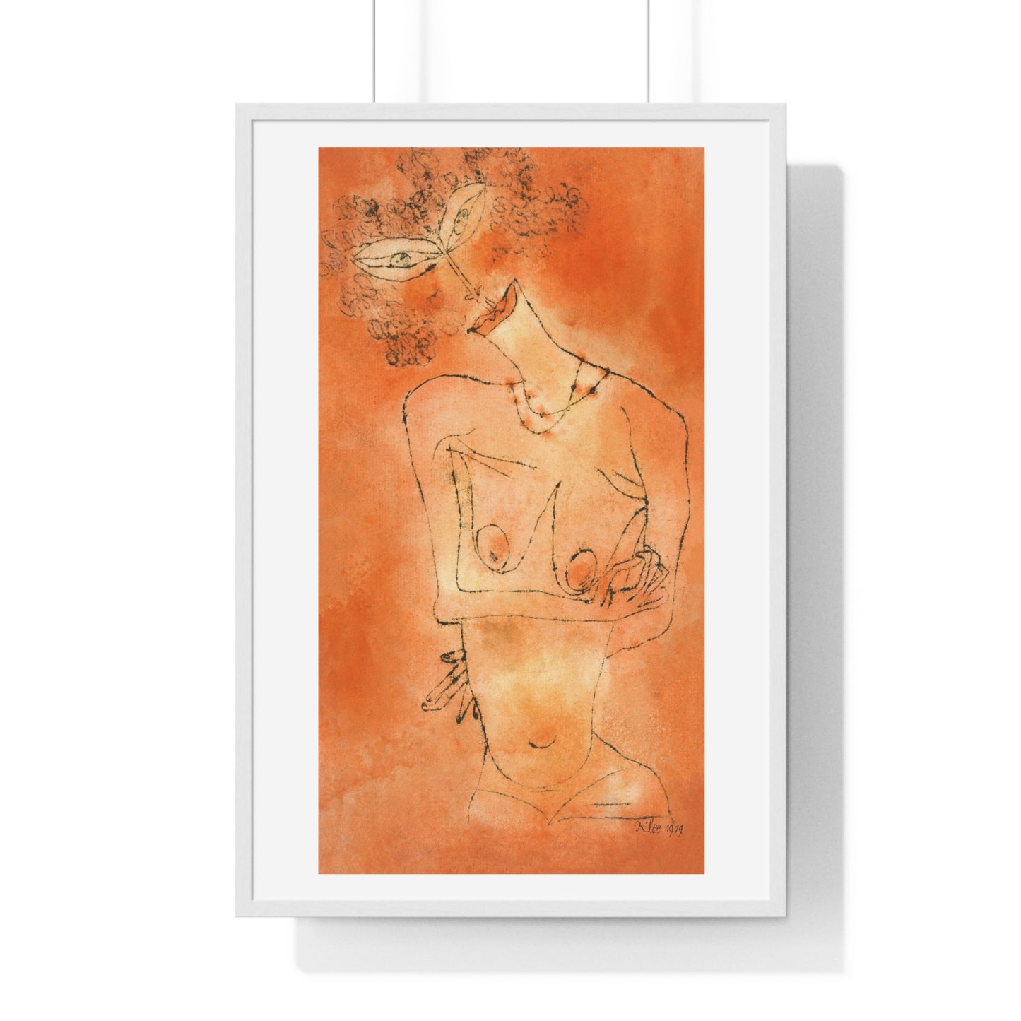 Lady Inclining Her Head (1919) by Paul Klee, from the Original, Wooden Framed Print