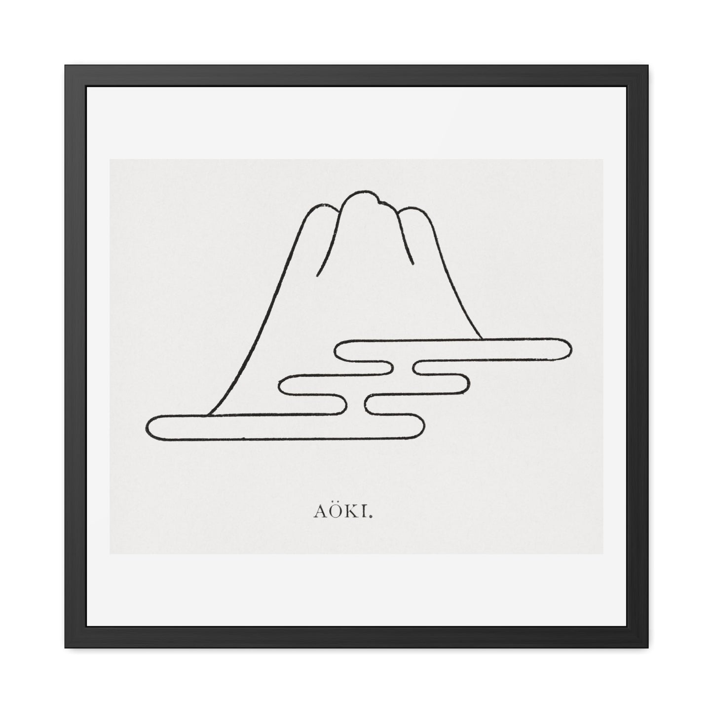 Aoki, Japanese Mountain Illustration (1884) from the Original, Wooden Framed Print