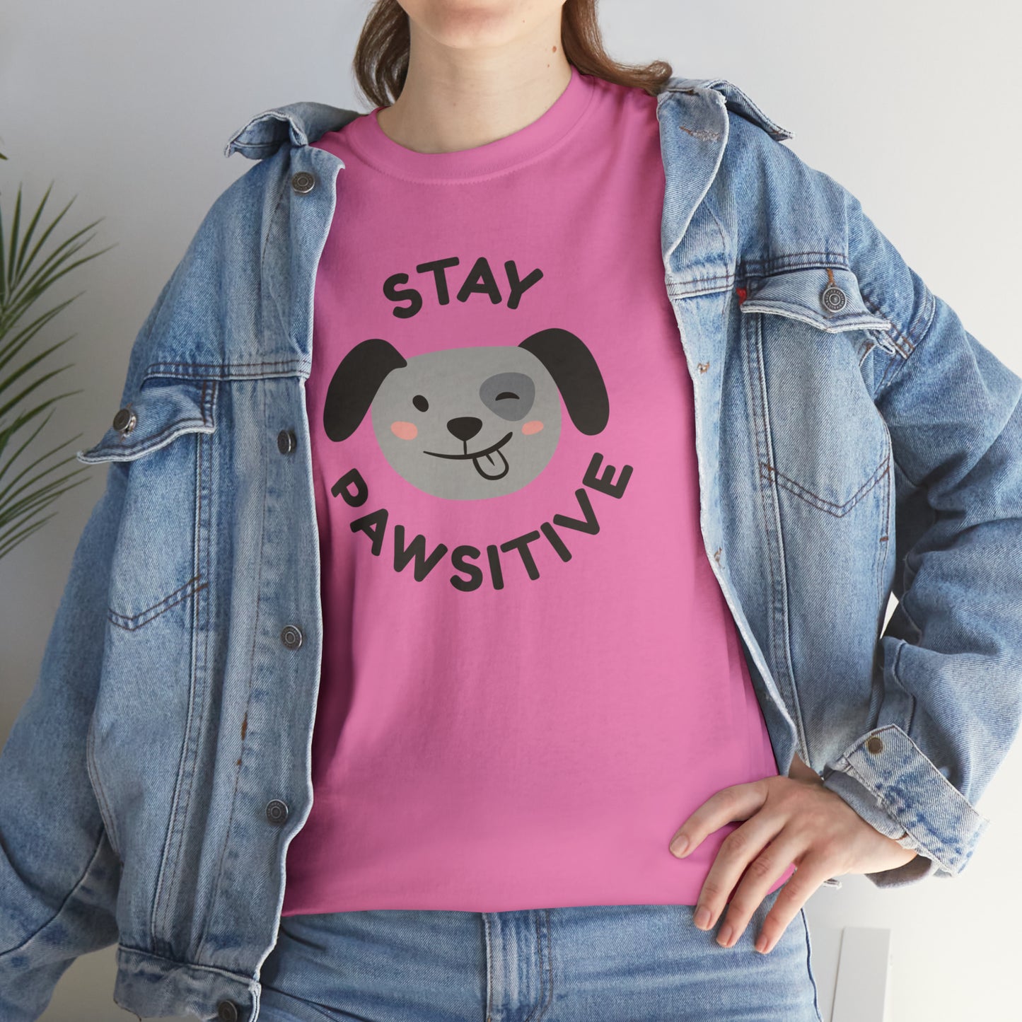 Stay Pawsitive Dog Lover's Cotton T-Shirt