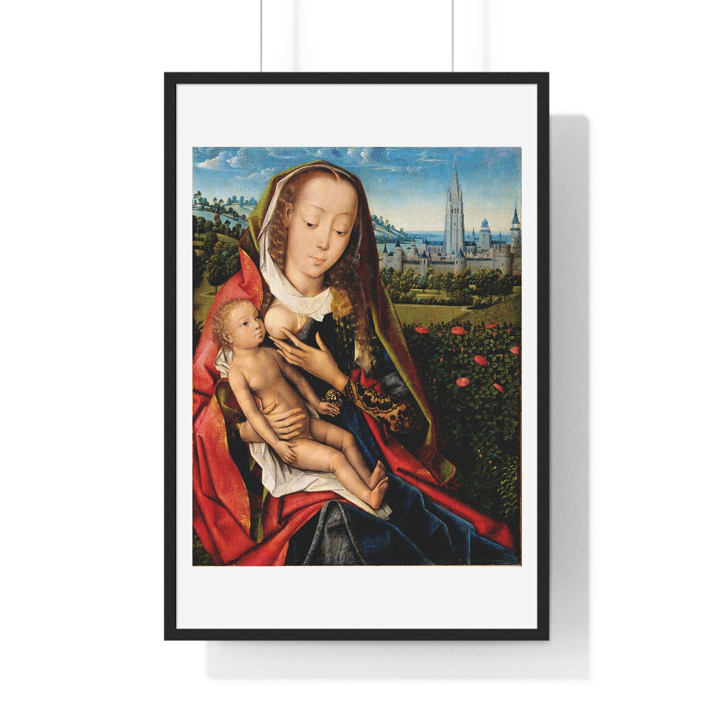 Virgin and Child in a Landscape (1480–90) by Master of the Legend of Saint Lucy, from the Original, Framed Art Print