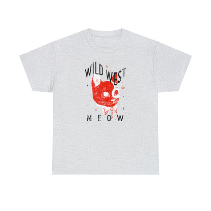 Wild West, Meow Slogan Cat Cowboy T-Shirt