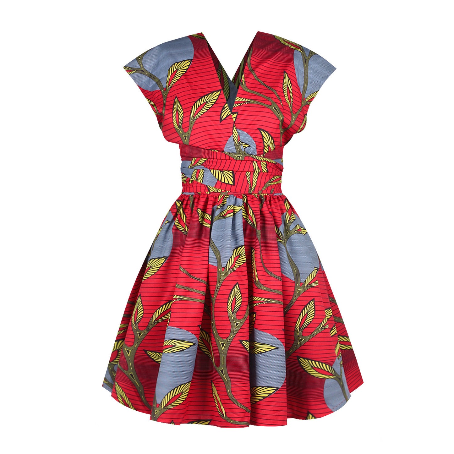 African Print Halter Dress, Pleated Skirt