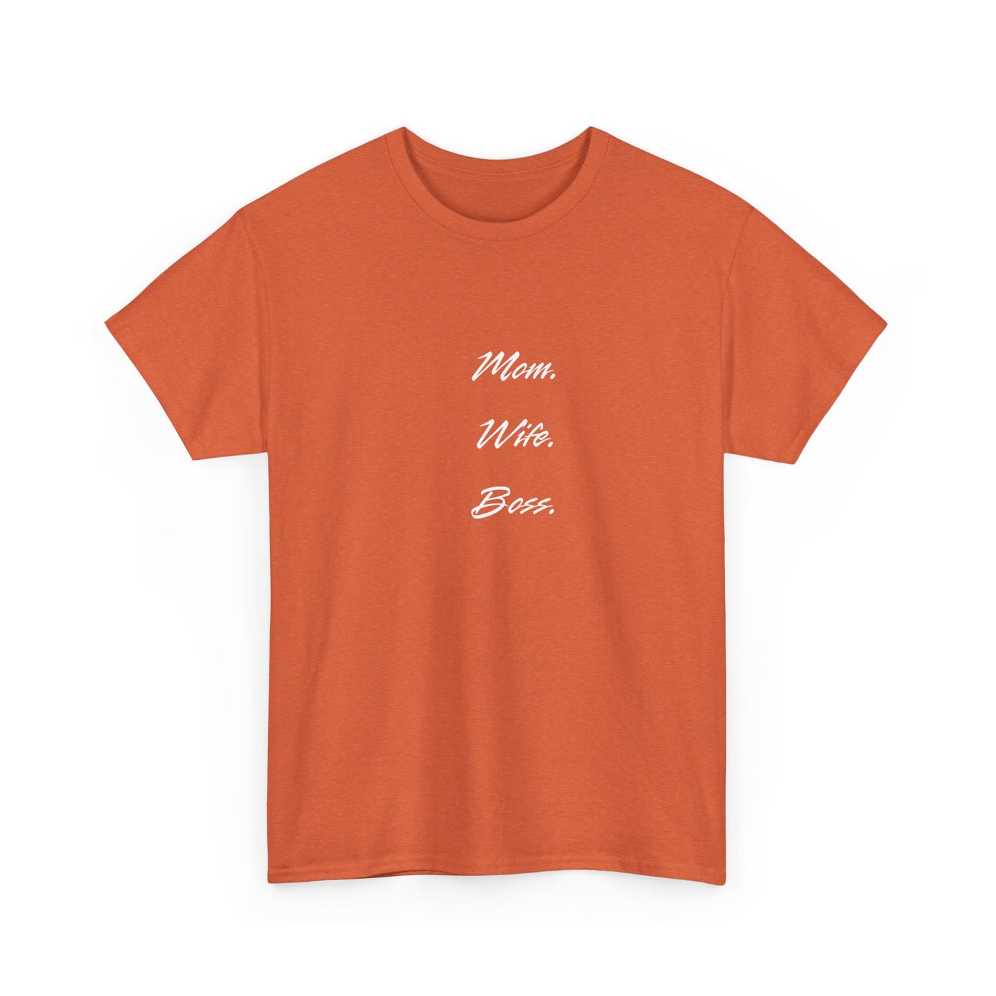 'Mom, Wife, Boss' Heavy Cotton T-Shirt Funny Mom Workout Mom Boss New Mum New Boss