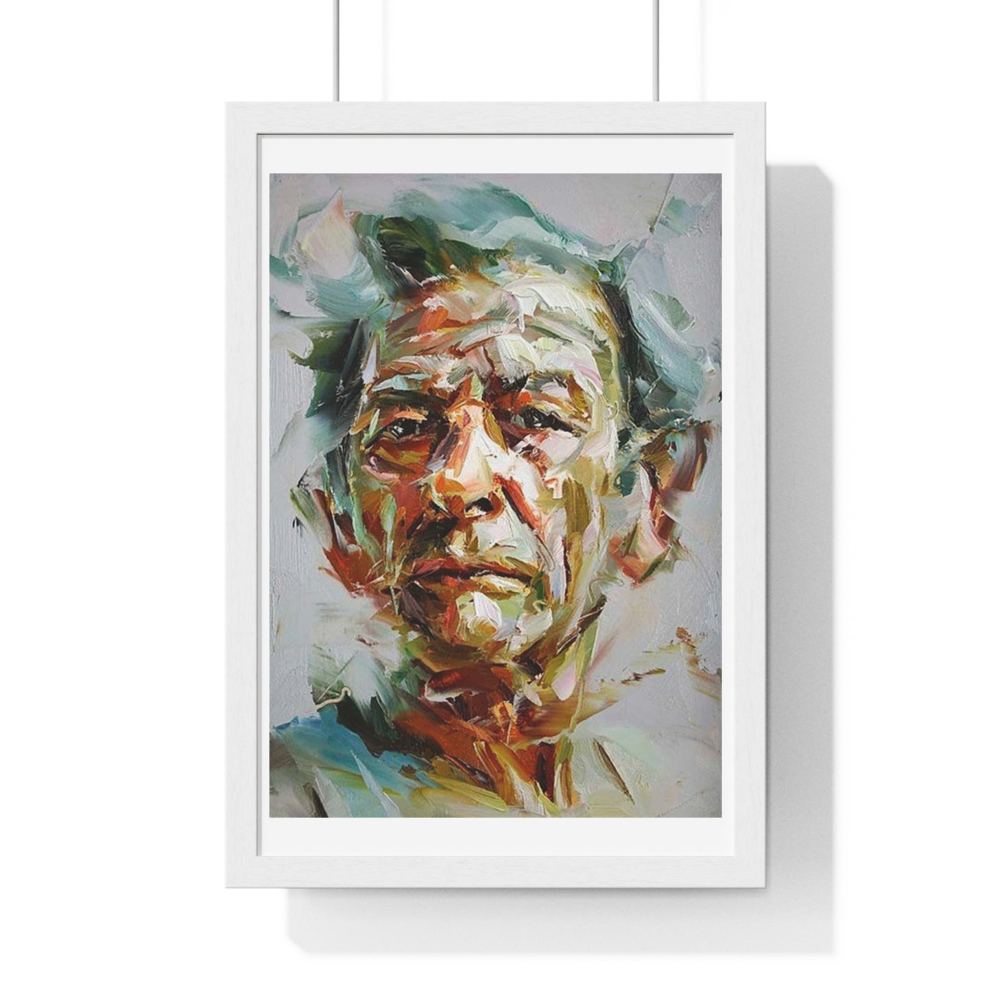Male Portrait, Impasto Painting Style 'Designed by AI' Framed Art Print