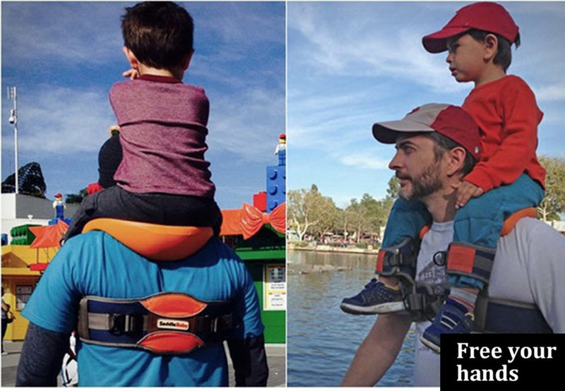 Hands-Free Child Shoulder Carrier with Ankle Straps, Cushioned Hip Seat, Nylon Child Strap Rider, Travel Back Frame Saddle