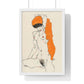 Standing Nude with Orange Drapery (1914) Line Art by Egon Schiele from the Original, Framed Art Print